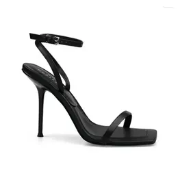 Sandals 2024 Fashion High Quality Women's Shoes Buckle Party Solid Colour Open Toe Stiletto