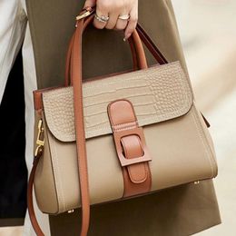 Evening Bags Genuine Leather Women's Bag High-end Shoulder Crossbody Handbag Light Luxury Fashion Contrasting Colour