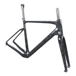 Gray Water Ripple Paint Disc Brake Gravel Frame GR044 Carbon Fiber T1000 Flat Mount BB386 Bottom Bracket