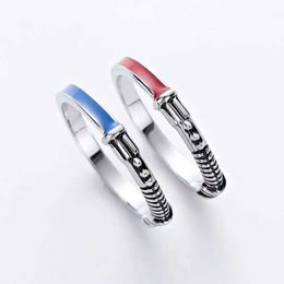 Band Rings Harong Star Lightsaber Ring Set for Men Punk Vintage Initial Ring Movie Fashion Jewelry Christmas Gift for Man Enamel Rings 240125