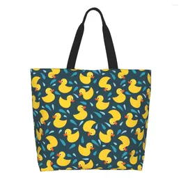 Shopping Bags Duck Pattern Art Grocery Bag Custom Printing Canvas Shopper Tote Shoulder Big Capacity Durable Handbag