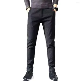 Men's Suits Loose Fit Men Pants Formal Business Style Straight Solid Colour With Mid Waist Full Length For Comfort