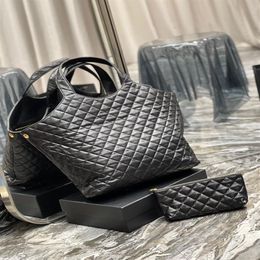 Totes 2022 icare maxi shopping in quilted lambskin real leather large capacity shoulder tote bag diamond with chain coin wallet su247p
