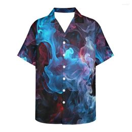 Men's Casual Shirts Smoke Graffiti Printed Shirt Breathable Cardigan Summer Trend Clothing Comfortable Sweat Waders Top