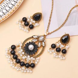 Necklace Earrings Set ZOSHI Retro Crystal Bridal For Women Ethnic Gold Plated Simulated Pearl Wedding Sets