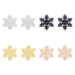 Stud Earrings Fashion 18K Gold Plated Snowflake Stainless Steel For Women