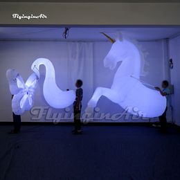 Illuminated Parade Animal Balloon White Inflatable Butterfly Wings, Swan, Unicorn, Horse Costume For Event Show