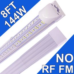 (25-Pack) 8Ft LED Shop Light NO-RF RM V Shape 144W 144000LM 6500K ,8 Foot , 96'' T8 Integrated LED Tube, Linkable Led Bulbs Garage,Barbershop Warehouse, Clear Lens usastock