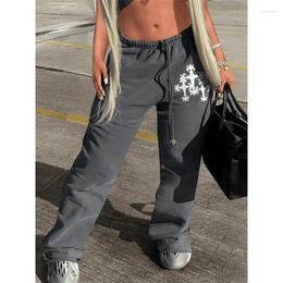 Women's Pants Clothes Streetwear Y2k For Women 2024 High Waist Baggy Pockets Parachute Sweatpants Grey Casual Trousers