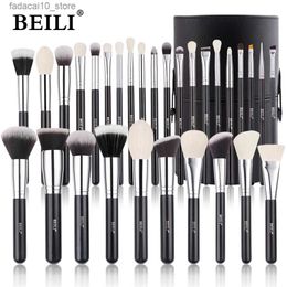 Makeup Brushes BEILI 25/30/42 Pieces Complete Professional Makeup Brushes Set Eye Shadow Foundation Powder Natural Goat Synthetic Hair Black Q240126