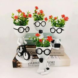 Vases Succulent Flower Pot Human-shaped Plant Decor Set For Home Office Cute Ornaments Artificial Plants Desk