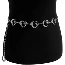 Belts Ladies Vintage Metal Hip Hop Style Love Heart Waistband Dress Cummerbands Womans Belt Punk Waist Chain