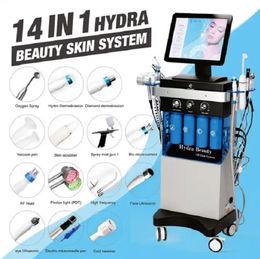 14 inç 1 H2O Dermabrazyon Yüz Makinesi Aqua Yüz Temiz Mikrodermabrazyon Profesyonel Oksijen Yüz Ekipmanı Kristal Pırlanta Suyu Peeling