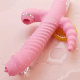 vibrator Womens Vibration Rod Heating Stretching Fully Automatic Cannon Tongue Licking Masturbation Device Adult Products Fun Toy 231129