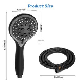 Bathroom Shower Heads Black 5 Modes Adjustable Shower Head Round High Pressure Rain Drenching Silicone Water Outlet Showerhead Bathroom Accessories YQ240126