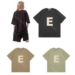 Summer E Letters Printed Tide Casual Short-sleeved T-shirt Couples with Fog Compound Line Eighth Season Fashion Loose Half-sleeves