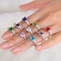 Cluster Rings Women's Fashion Classic Bridal Finger Colorful Cubic Zircon Elegant Wedding Ring Band Engagement Jewelry Accessories