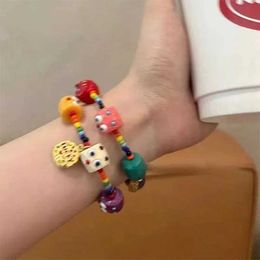 Bangle 2023 Cute Little Monster Beaded Bracelet for Women Lovely Scalable Bracelet Fashion Personalised Jewellery Girls Gifts Wholesale 240125