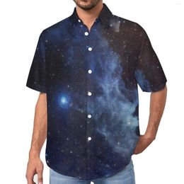 Men's Casual Shirts Star Cloud Loose Shirt Man Beach Galaxy Print Hawaii Graphic Short Sleeves Fashion Oversized Blouses