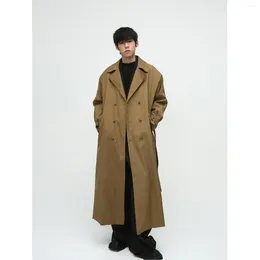 Men's Sweaters 2024 Autumn Korean Version Loose Over-the-knee Coat Can Be Tied With Double-breasted Man Clothes Men Clothing