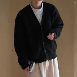 Men's Sweaters Fall Winter Men Sweater Thick Knitted V Neck Cardigan Coat For Single-breasted With Buttons Long