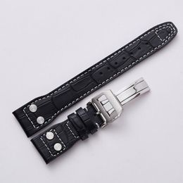 20mm 22mm Genuine Calf Leather Watch Strap with Buckle Clasp Men's Watches Band for Fit IWC Bracelet Top quality204T