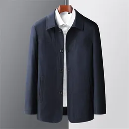 Men's Jackets 2024 Jacket Coat Men Spring Windbreaker Solid Colour Fashion Causal Button Male Big Size Khaki Grey Coats