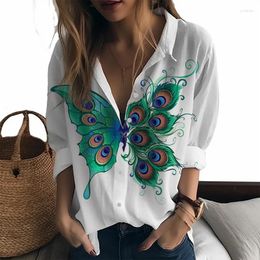 Women's Blouses Fashion Trend Ladies Shirts Butterfly 3D Printed Beautiful Style Spring And Autumn