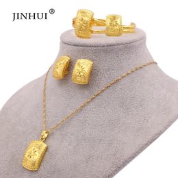 Charm Jewelery Sets Necklace Earrings Ring Bracelets Set Gold Color Jewelry Sets African for Women Bridal Ethiopian Dubai Wedding Gift