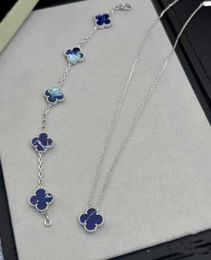 Original 1to1 Van C-A High version 925 sterling silver plated 18K gold Peter stone clover necklace bracelet earrings new set CNC