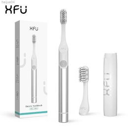 Toothbrush XFU Sonic Electric Toothbrush Portable for Travel with Dust Cover 2 Replacement Rubber Brush Heads Protect Gums Aluminium Handle