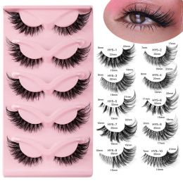 NEW 50 Pairs Lashes Manga 3D Clear Band Natural Look Wispy Mink Eyelashes Fluffy Cat Eye Lashes individual Eyelashes