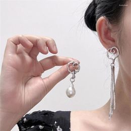 Dangle Earrings Retro Gold Silver Colour Asymmetrical Long For Women Tassel Imitated-pearl Irregular Drop Fashion Jewellery Gifts