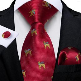 Bow Ties 2024 Lovely Red Christmas With Cartoon Puppy Pattern For Men Festival Party Accessories Men's Gift