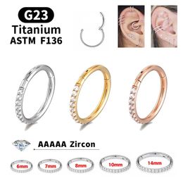 Charm 18g/16g Women's Round Earrings G23 F136 Titanium Nose Ring Hinge Clicker Open Diaphragm Nose Ring Fashion Lady Piercing Jewellery