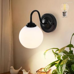 Wall Lamp Round Black Glass Light Vintage Simplicity Industrial Indoor Mounted For Living Room Hallway (Include Bulb)