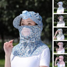 Wide Brim Hats Outdoor Fan Cap Lace Up Women Breathable Sun Protection Convenient Neck