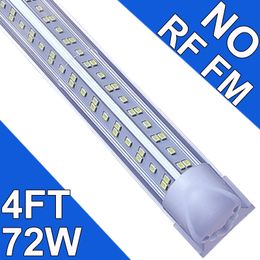 4Ft LED Shop Light Fixture - 72W T8 Integrated LED Tube Light - 6500K 72000LM NO-RF RM V-Shape Linkable - Clear Cover - Plug and Play 270 Degree Schools Garage usastock
