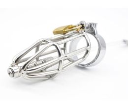 Stainless Steel Male Device Cock Cages With Silicone Tube Sounding Urethral Craft Cage Penis Ring Sex Toy For Men CP130-11016005