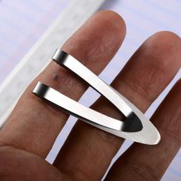 Money Clips QOONG Stainless Steel Silver Men Money Clips Fashion Pocket Clamp For Money Holder Pointed End Money Card ID Case Clip 240125
