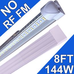 4 Ft Integrated LED Tube Light 72W T8 V Shaped 48" Four Row 72000 Lumens NO-RF RM (300W Fluorescents Equivalent)Schools Clear Cover 6500K 8FT LED Shop Lights usastock