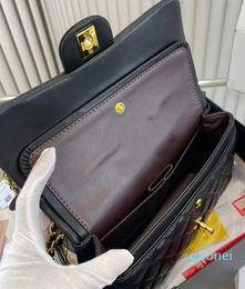 Designer -Flap Bag Luxury 25CM 30cm Real Leather Caviar Lambskin Classic All Black Purse Quilted Handbag Shoulde