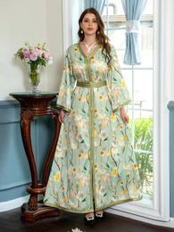 Ethnic Clothing Eid Morocco Party Dress Muslim Women Ramadan Jalabiya Dubai Abaya Floral Musulman Islam Turkey Moroccan Kaftan Arabic Robe