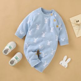 Baby Romper Cotton Knitted born Boy Girl Jumpsuit Outfit Long Sleeve Fall Toddler Infant Winter Clothing Cute Rabbit Onesies 240119