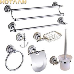 Luxury Towel Rack Wall Mounted Bathroom Accessories Set Ceramic Stainless Steel Bath Hardware Sets Chrome Toilet Brush Holder 240123