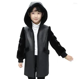 Jackets High Quality Jacket Kids Autumn Winter Fashion Korean Children's Plus Velvet Warm PU Leather For 3-13Y Boys Coat