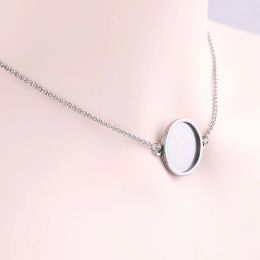 Necklaces 5pcs Stainless Steel Adjustable Choker Necklace Pendant Tray Settings Fitting 20mm Round Cabochon Base Blank Bezels Diy Findings