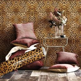 Wall Stickers 1 Roll 40x250cm Dark Leopard Grain Leather Effect Wallpaper Self-adhesive Removable Animal Faux Peel And Stick