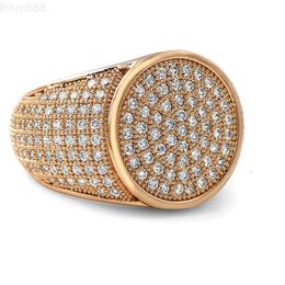 Simple Round Design Hip Hop Certified Gold Real Diamond Pave Setting Band Ring Jewelry Gift for Your Husband