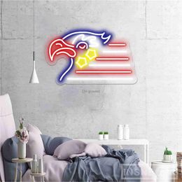 LED Neon Sign Neon Light Sign Eagle Flag for Hotel Bar Pub Cafes Entertainment Rooms personalised Night Lights Men's Cave LED Neon Signs Lamp YQ240126